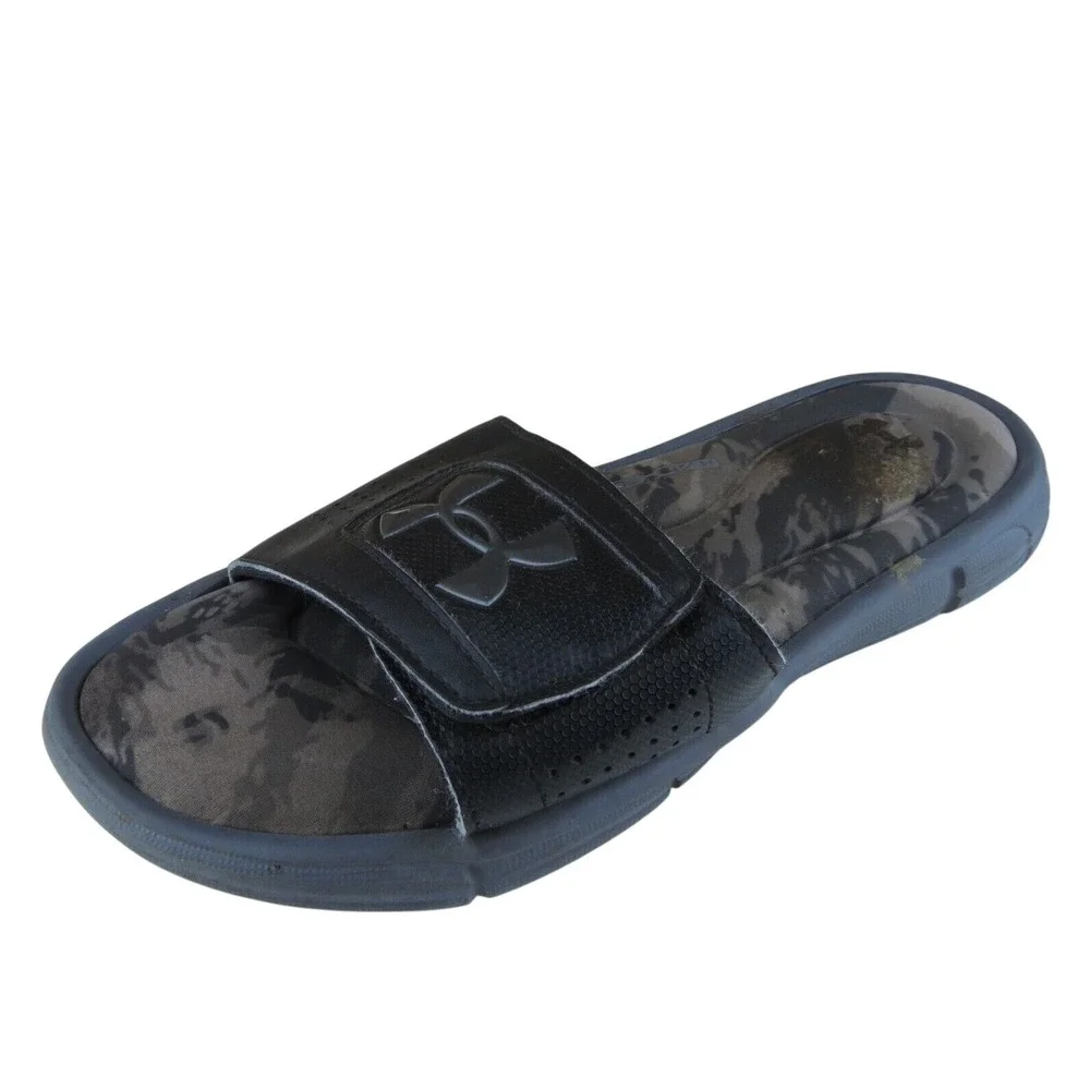 Under Armour Shoes Sz 3 Slide Boys Youth Black Synthetic‎ Hook & Loop Medium